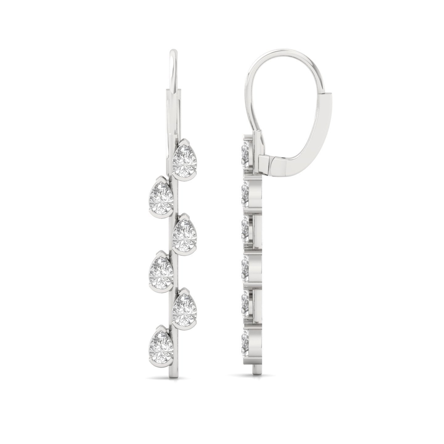 Pear Cut Diamond Long Drop Earrings (1 Pair) | Elegant Lab Grown CVD Diamond Waterfall Earrings | 925 Silver | 10K | 14K | 18K - Main View