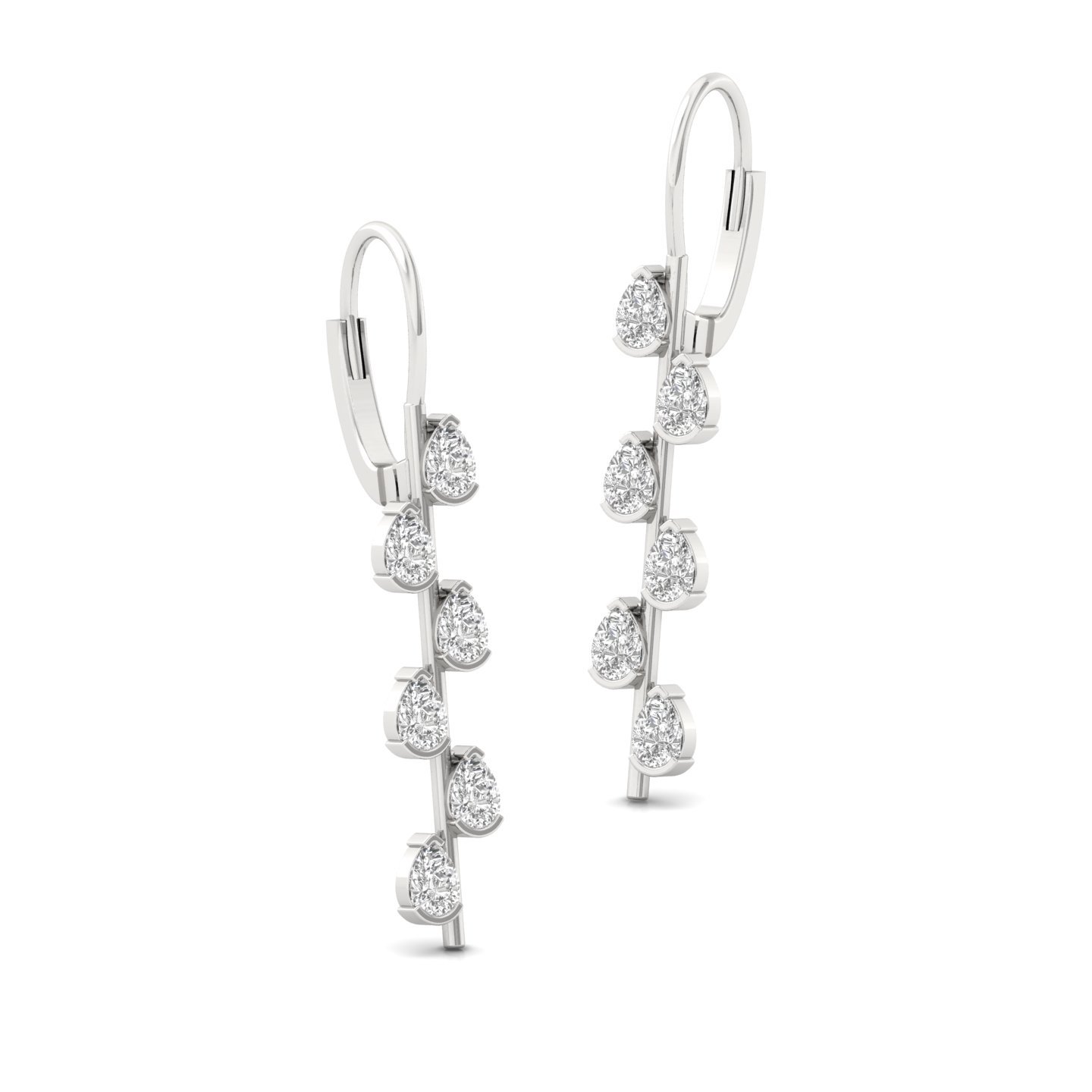 Pear Cut Diamond Long Drop Earrings (1 Pair) | Elegant Lab Grown CVD Diamond Waterfall Earrings | 925 Silver | 10K | 14K | 18K - View 3