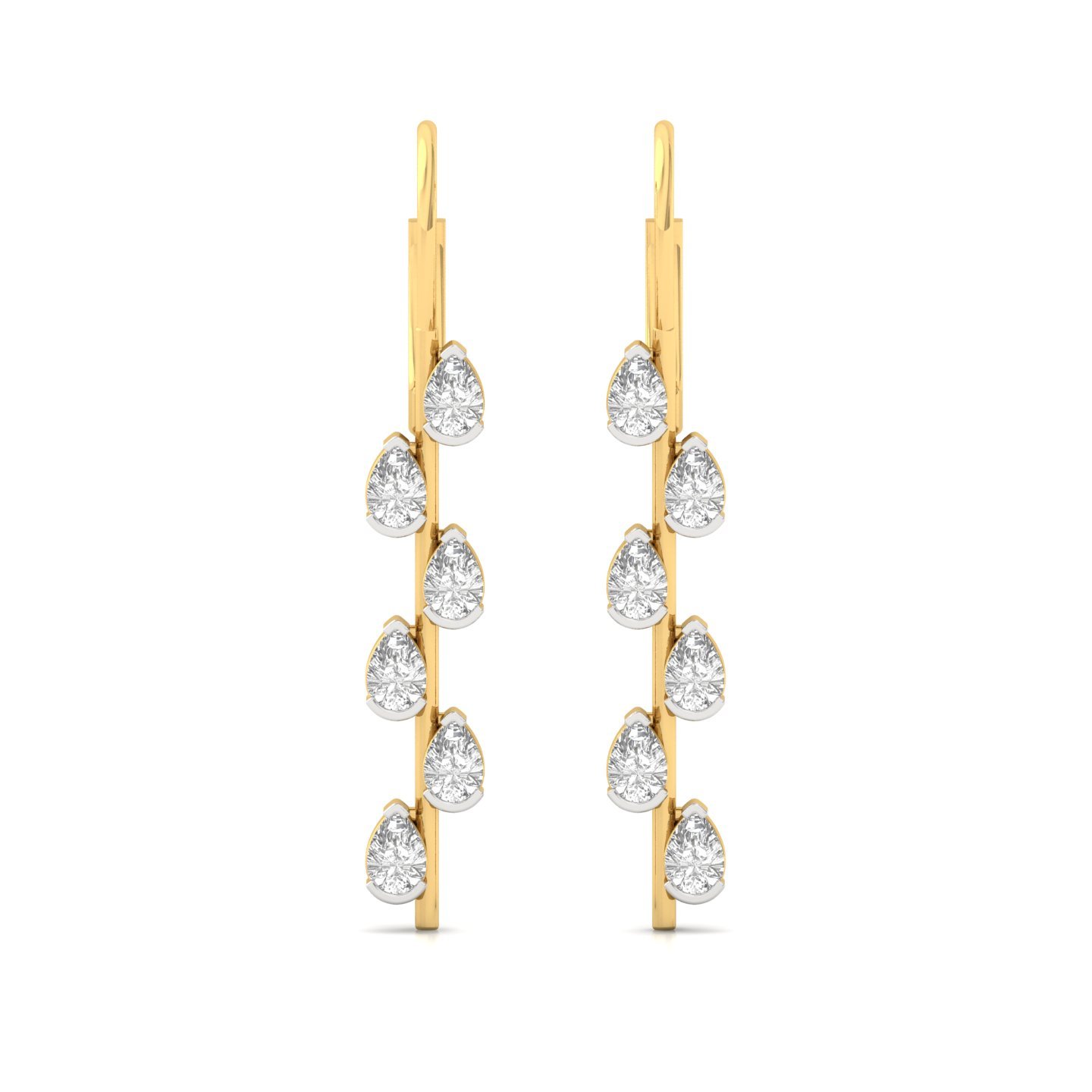 Pear Cut Diamond Long Drop Earrings (1 Pair) | Elegant Lab Grown CVD Diamond Waterfall Earrings | 925 Silver | 10K | 14K | 18K - View 2