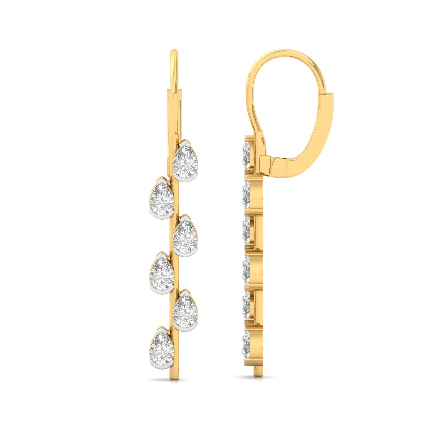 Pear Cut Diamond Long Drop Earrings (1 Pair) | Elegant Lab Grown CVD Diamond Waterfall Earrings | 925 Silver | 10K | 14K | 18K - Gold Main View