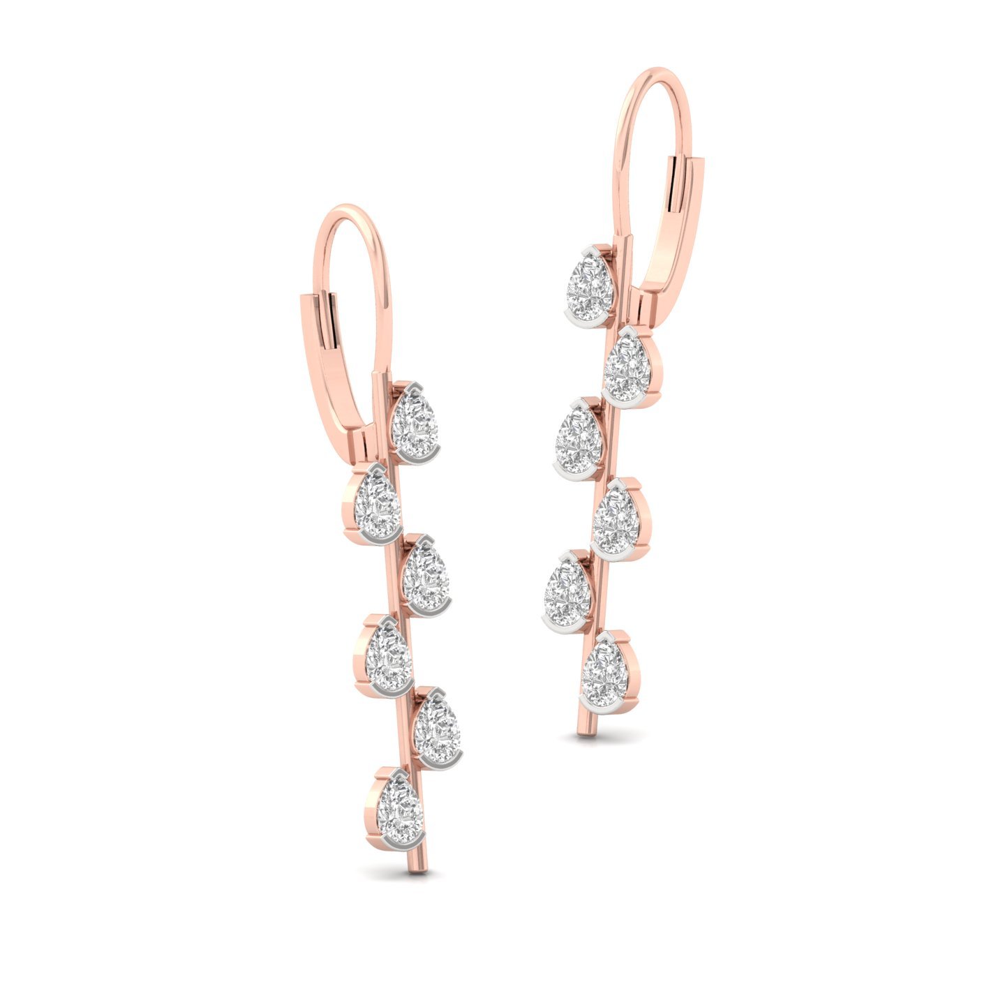 Pear Cut Diamond Long Drop Earrings (1 Pair) | Elegant Lab Grown CVD Diamond Waterfall Earrings | 925 Silver | 10K | 14K | 18K - View 3