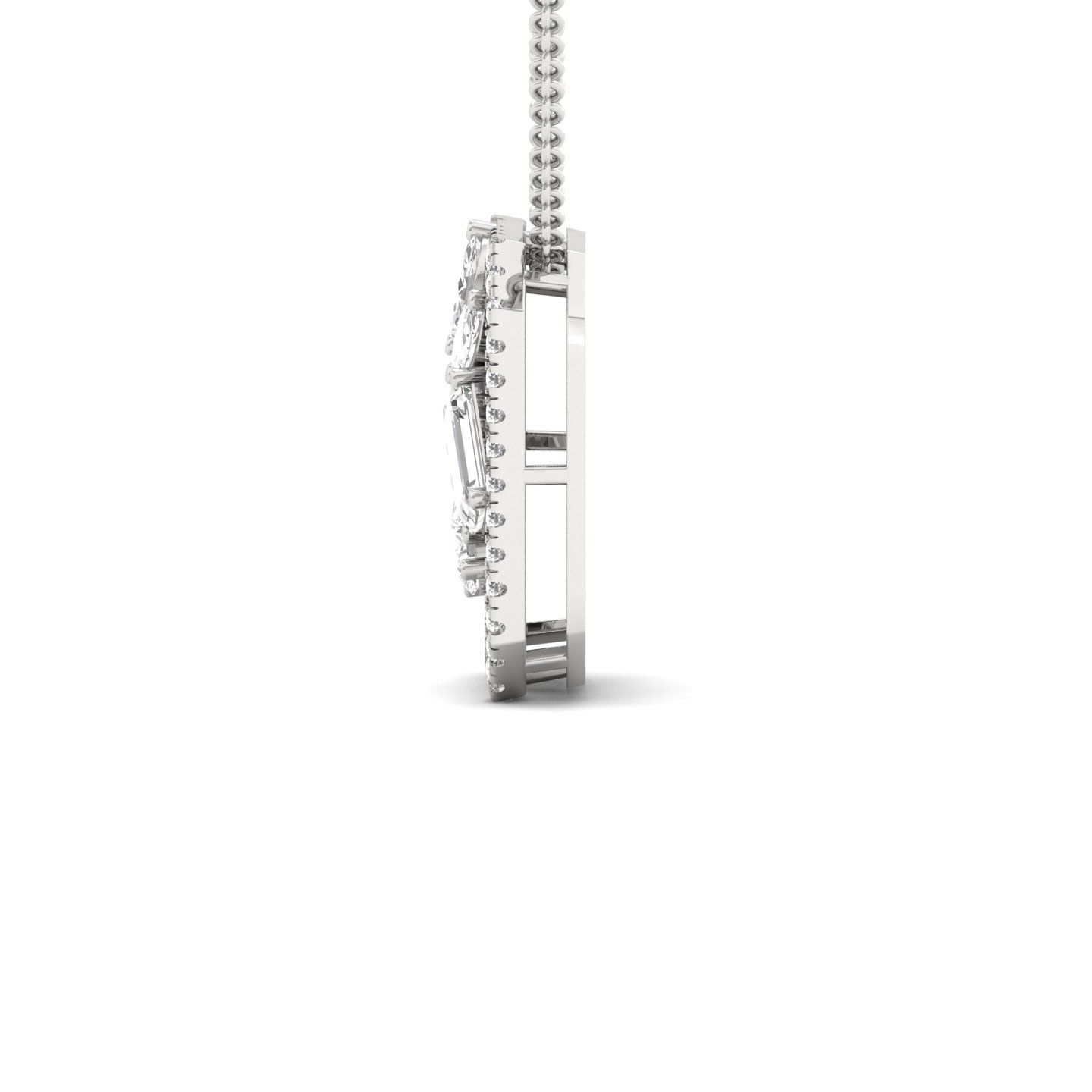 Multi Shape Diamond Geometric Pendant | Emerald, Marquise, Pear & Round Lab Grown CVD Diamond Necklace | 925 Silver | 10K | 14K | 18K (With Chain) - View 3