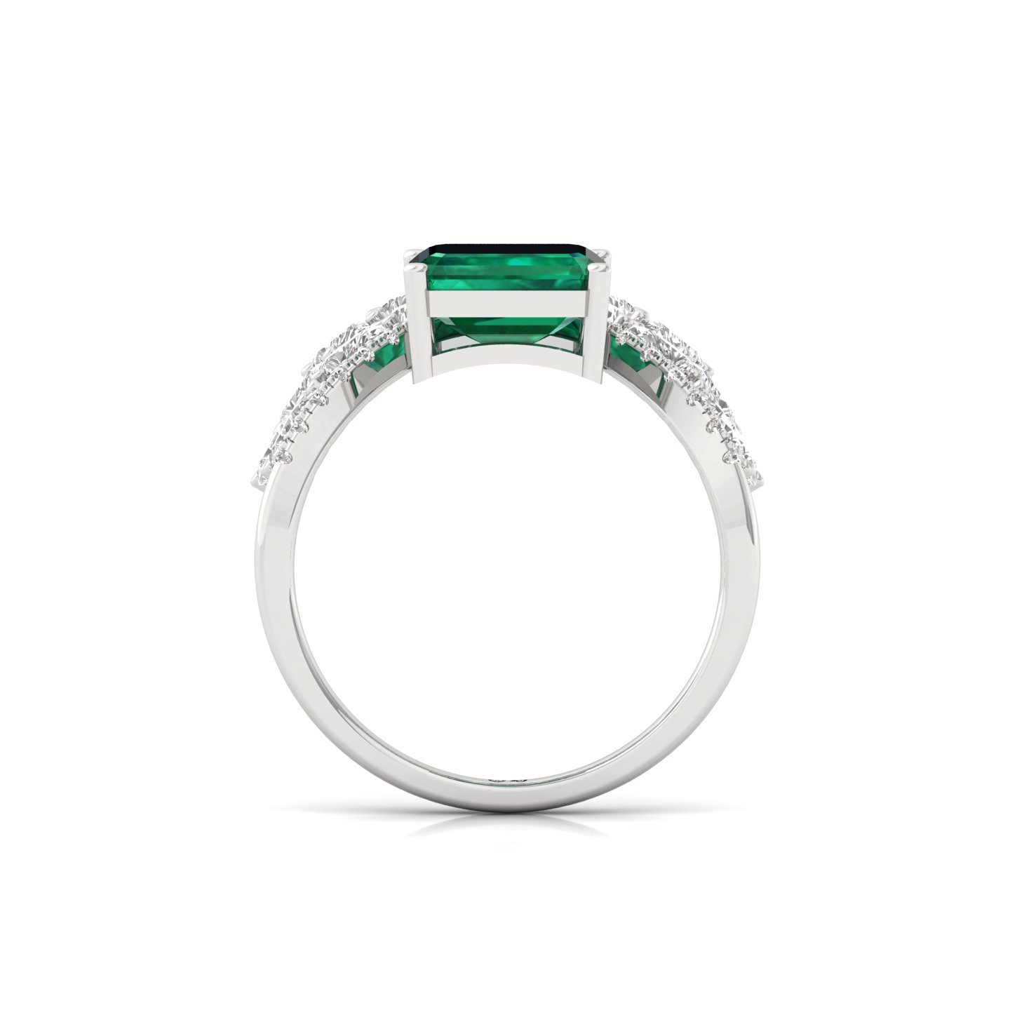 Emerald & Diamond Cluster Cocktail Ring | Lab Grown CVD Diamond Statement Ring | 925 Silver | 10K | 14K | 18K - View 3