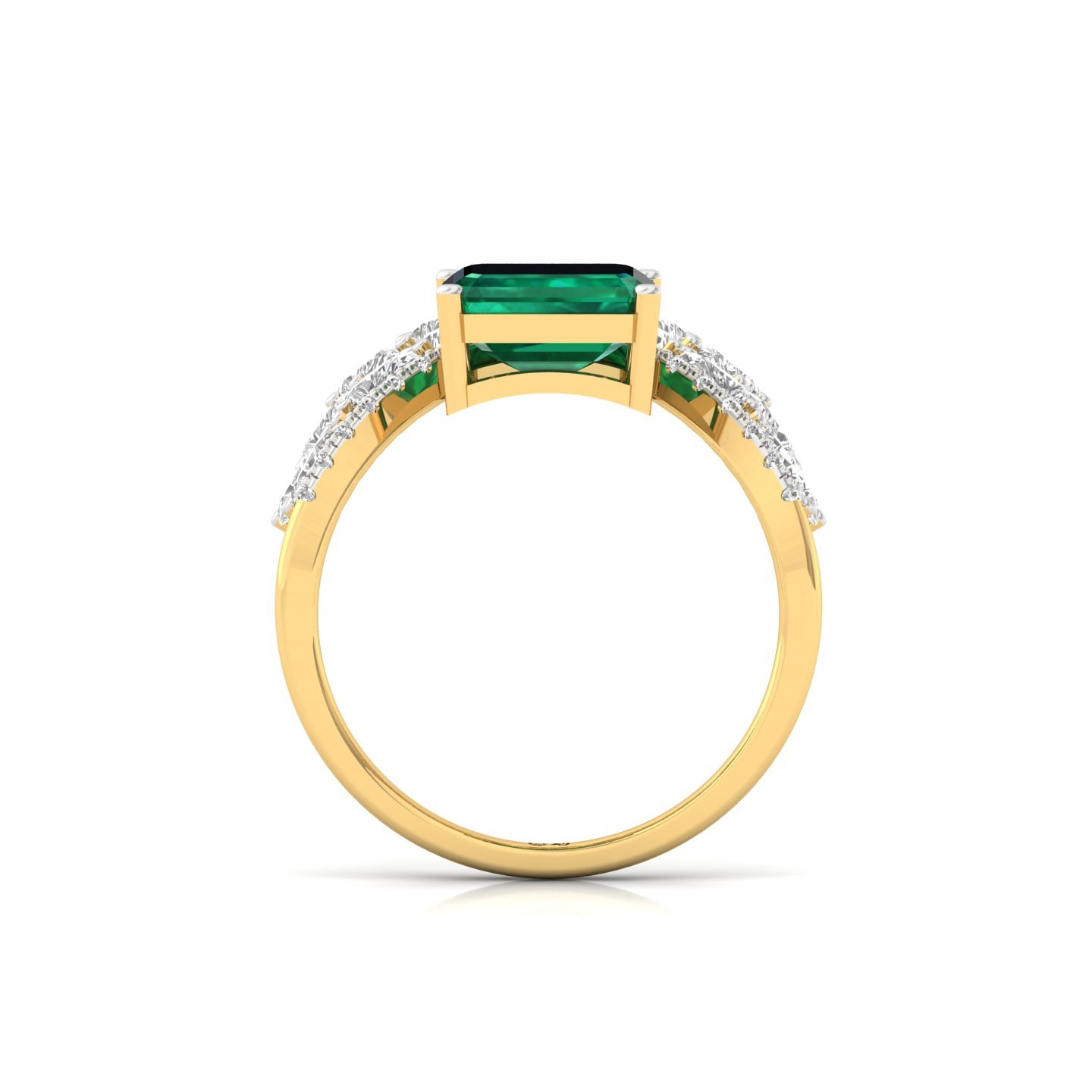 Emerald & Diamond Cluster Cocktail Ring | Lab Grown CVD Diamond Statement Ring | 925 Silver | 10K | 14K | 18K - View 3