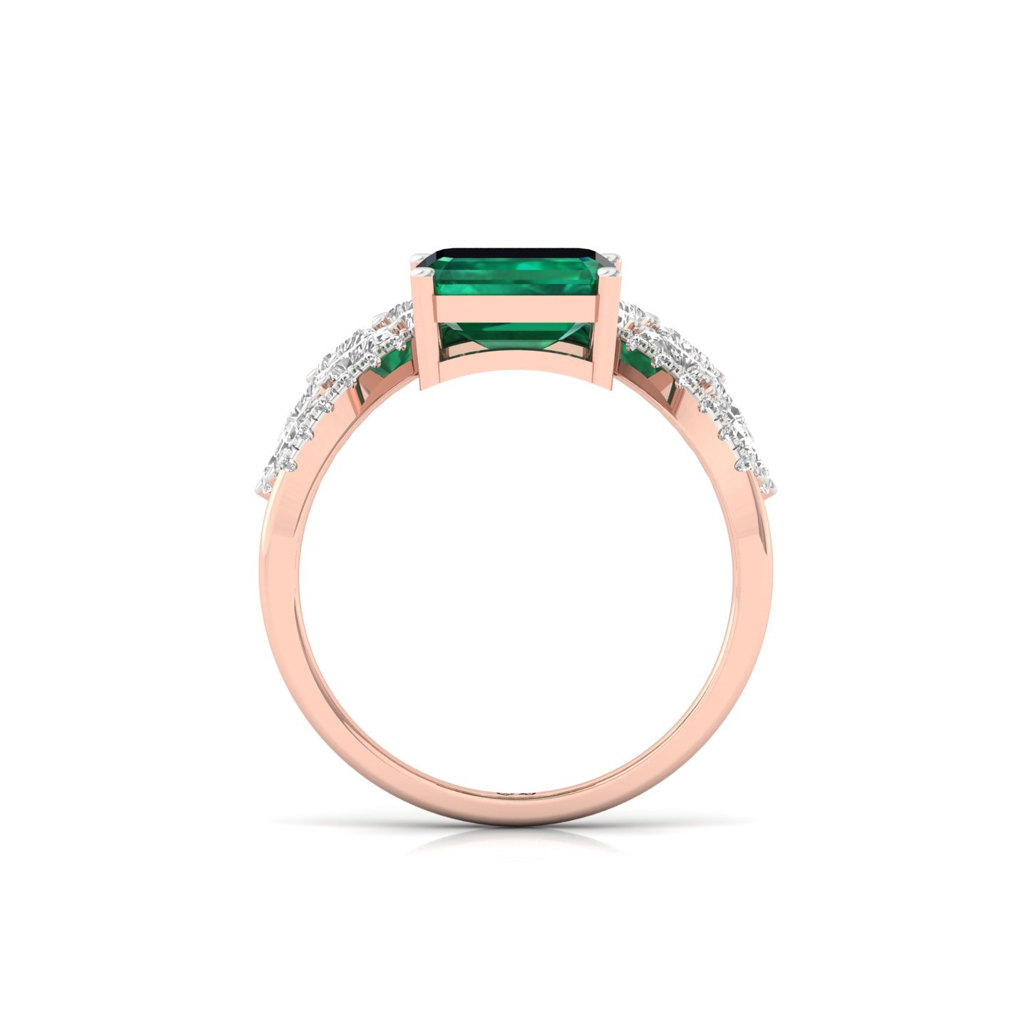 Emerald & Diamond Cluster Cocktail Ring | Lab Grown CVD Diamond Statement Ring | 925 Silver | 10K | 14K | 18K - View 3