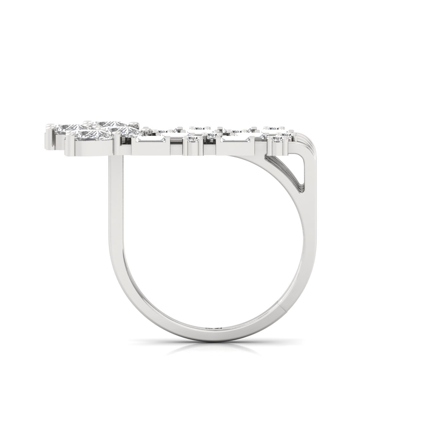Pear, Baguette & Round Diamond Multi-Row Ring | Lab Grown CVD Diamond Statement Band | 925 Silver | 10K | 14K | 18K - View 3