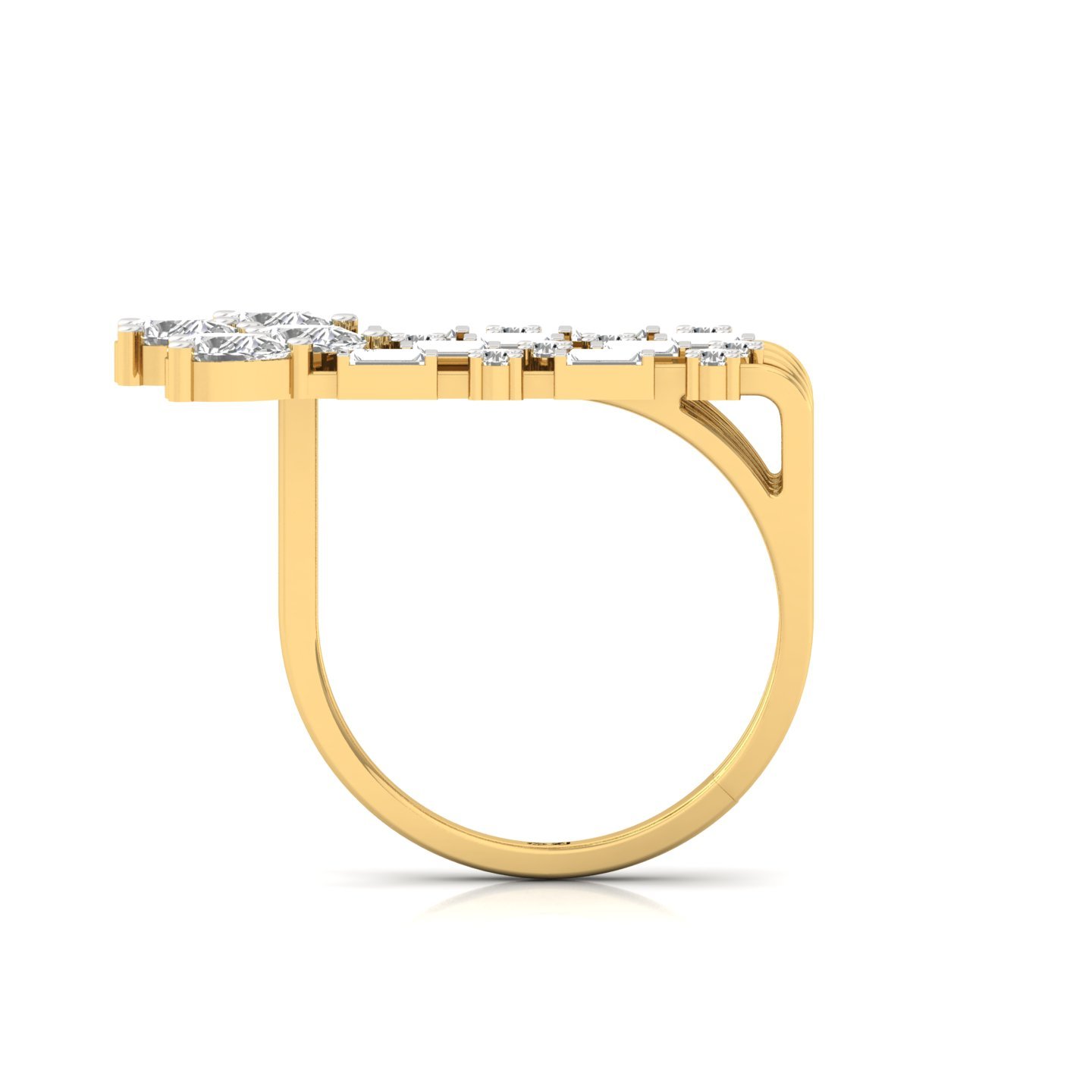 Pear, Baguette & Round Diamond Multi-Row Ring | Lab Grown CVD Diamond Statement Band | 925 Silver | 10K | 14K | 18K - View 3