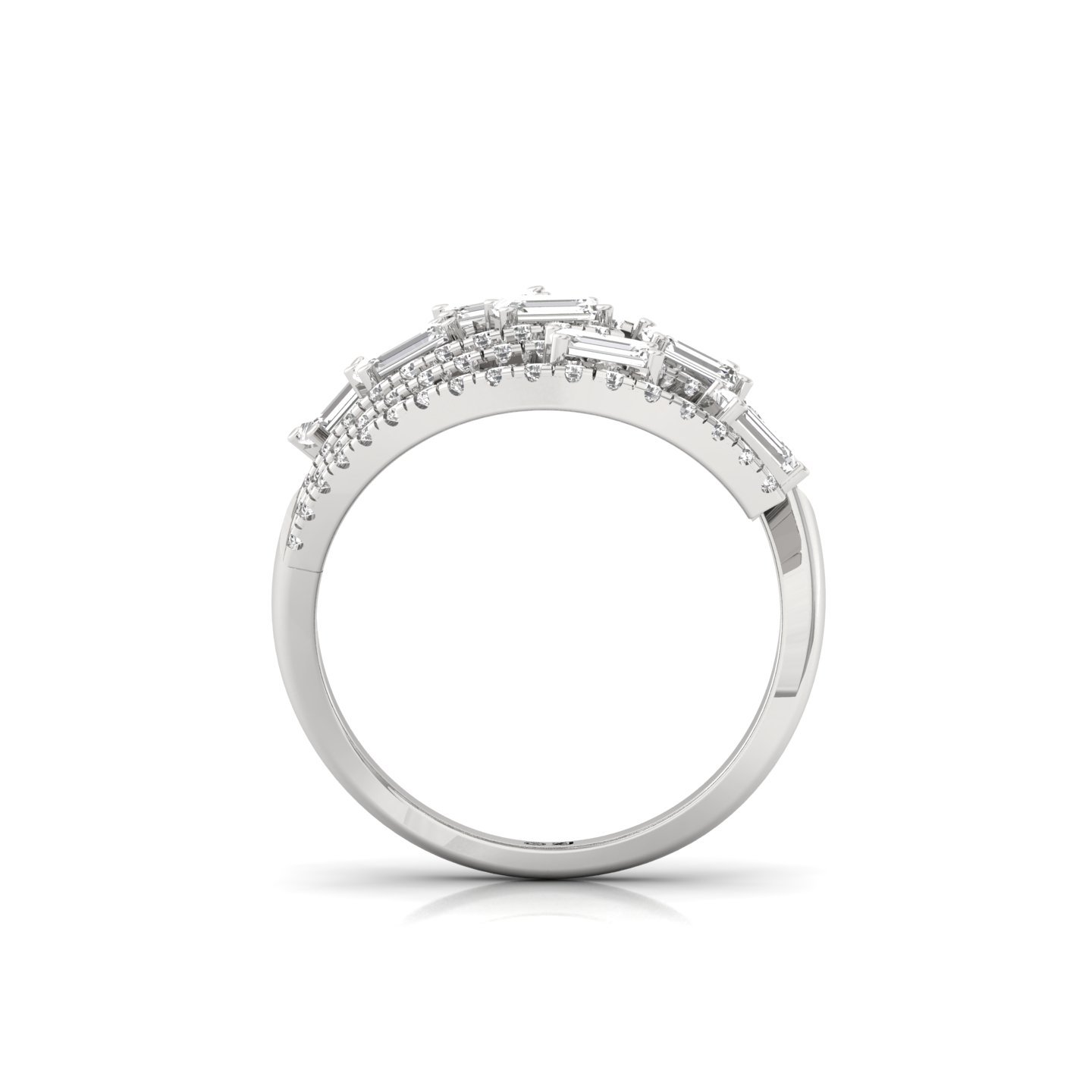 Emerald & Round Diamond Multi-Layer Statement Ring | Lab Grown CVD Diamond Designer Cocktail Ring | 925 Silver | 10K | 14K | 18K - View 3