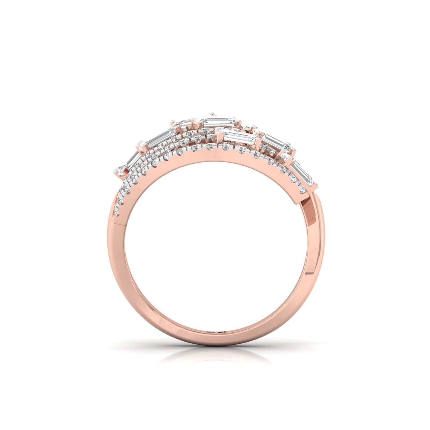 Emerald & Round Diamond Multi-Layer Statement Ring | Lab Grown CVD Diamond Designer Cocktail Ring | 925 Silver | 10K | 14K | 18K - View 3