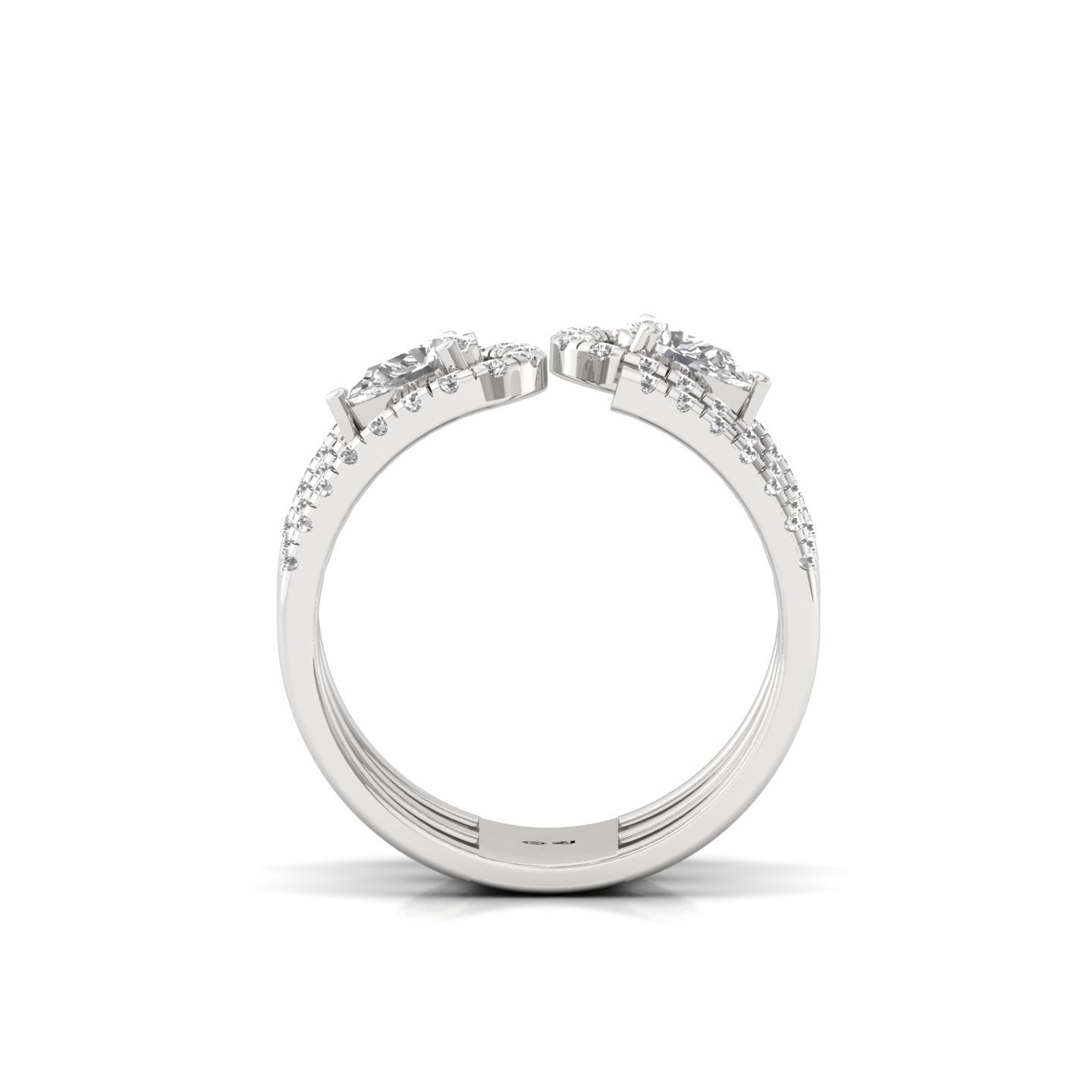 Pear & Round Diamond Open Spiral Ring | Lab Grown CVD Diamond Designer Statement Ring | 925 Silver | 10K | 14K | 18K - View 3