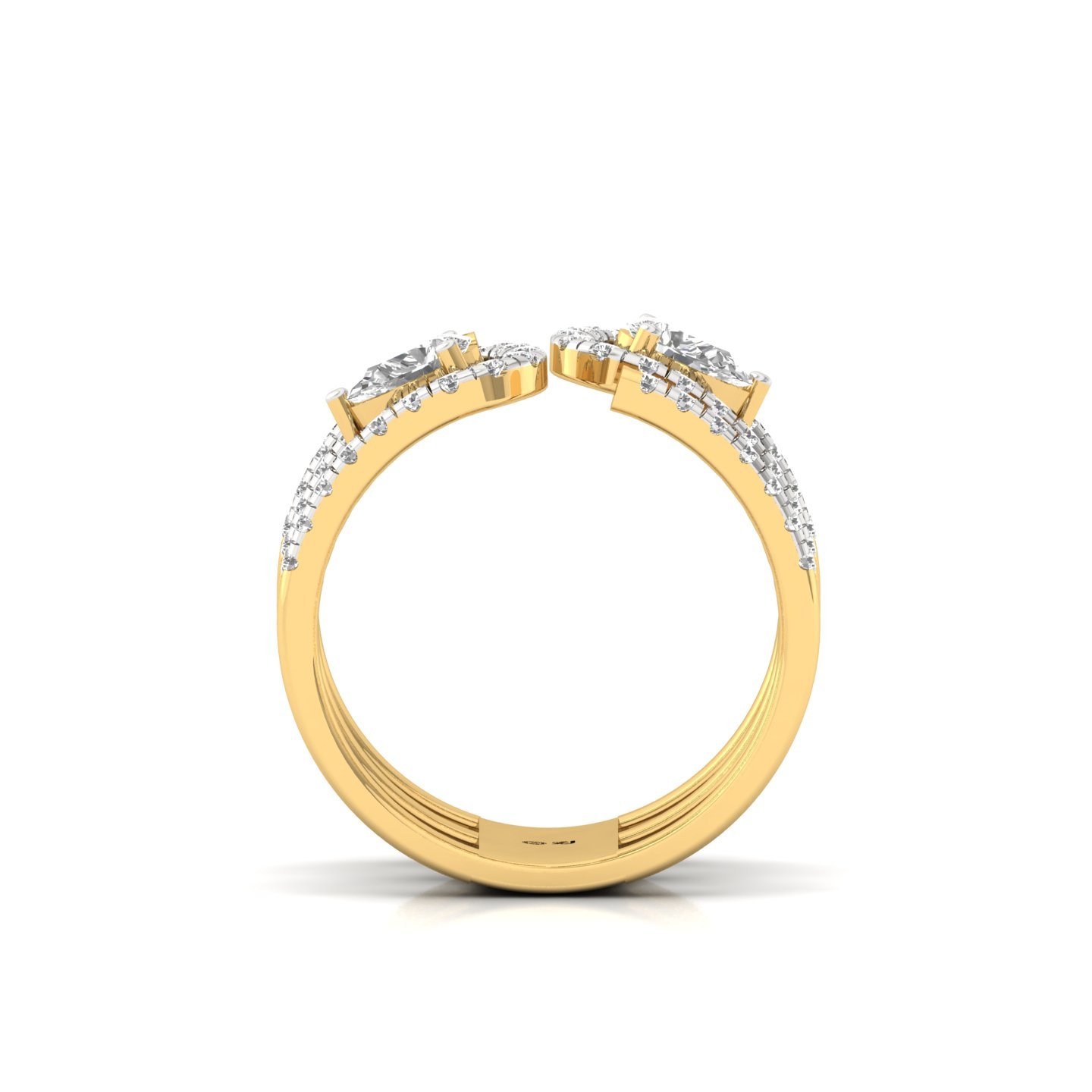 Pear & Round Diamond Open Spiral Ring | Lab Grown CVD Diamond Designer Statement Ring | 925 Silver | 10K | 14K | 18K - View 3