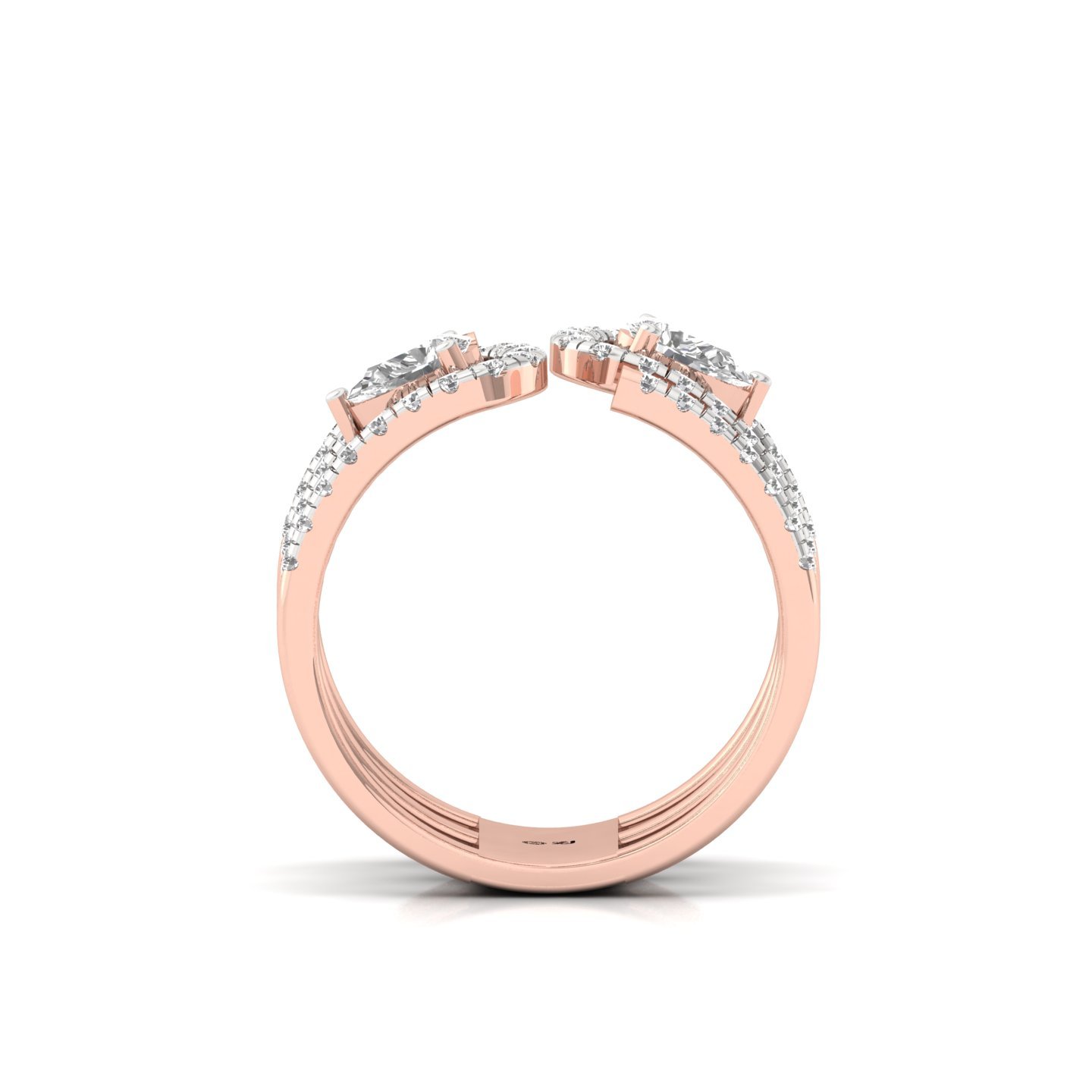 Pear & Round Diamond Open Spiral Ring | Lab Grown CVD Diamond Designer Statement Ring | 925 Silver | 10K | 14K | 18K - View 3